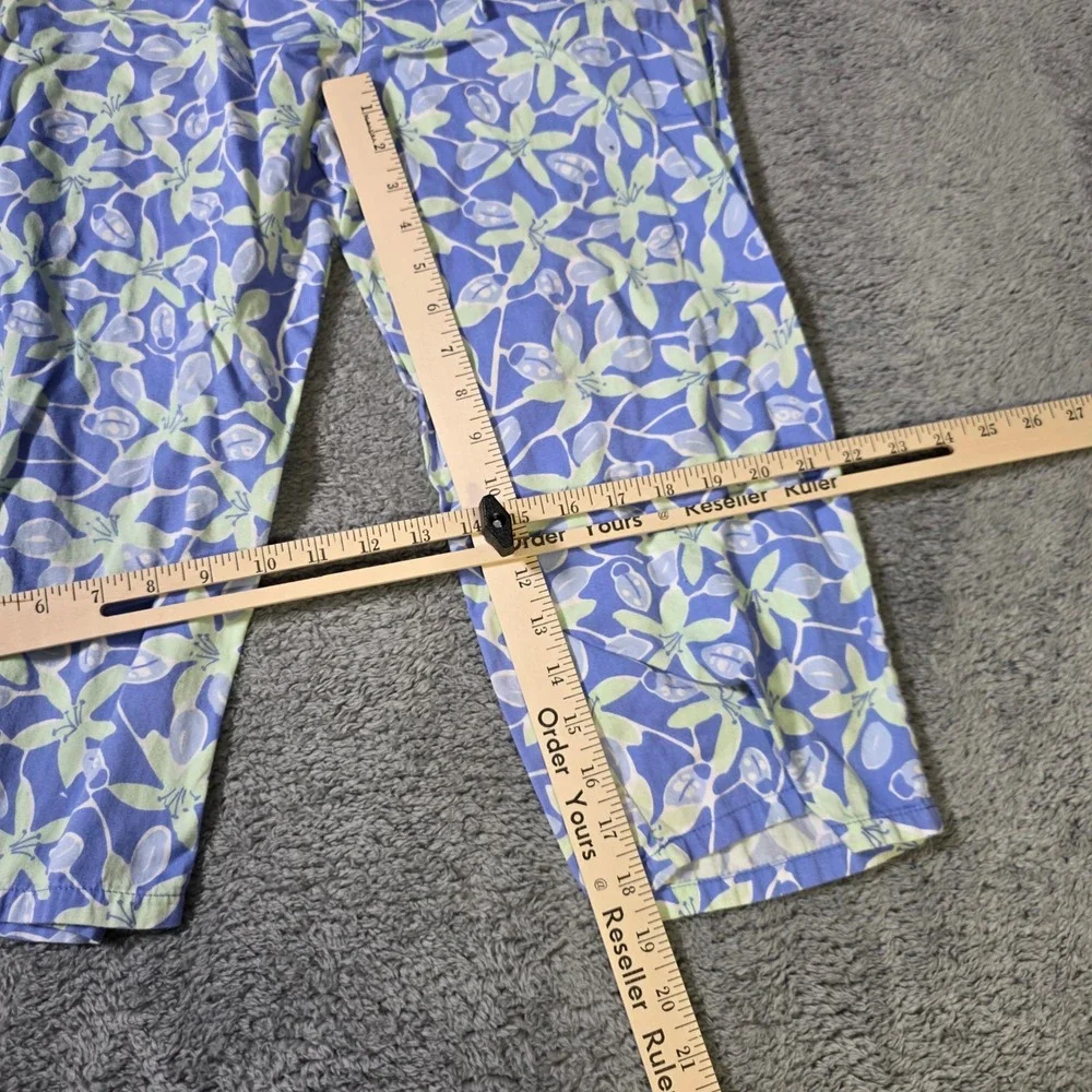 Lilly Pulitzer Girls 14‎ Pajama Pants Blue Green Floral Cotton Crop Drawstring
